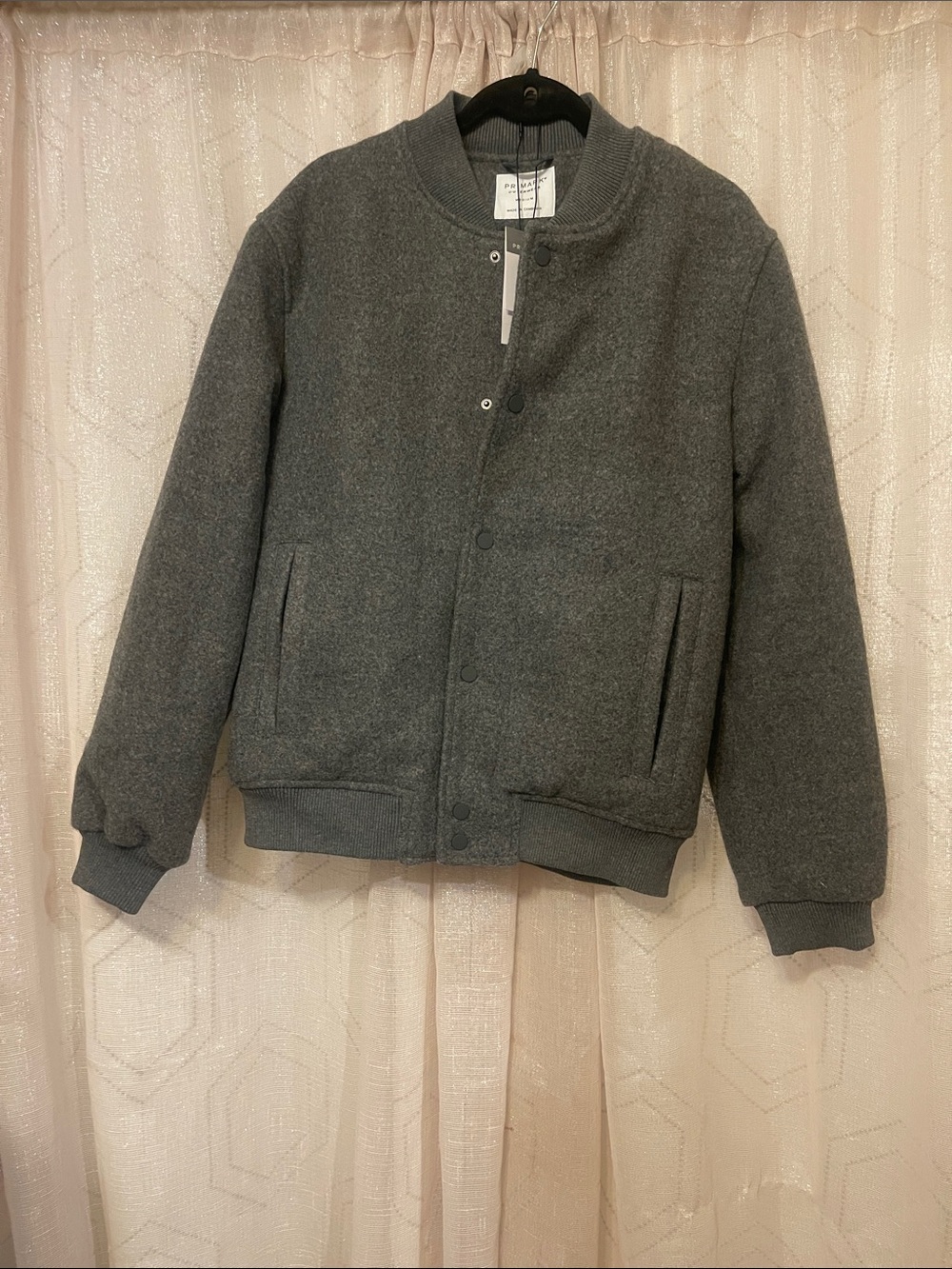 NWT Primark Charcoal Gray Wool-Blend Bomber